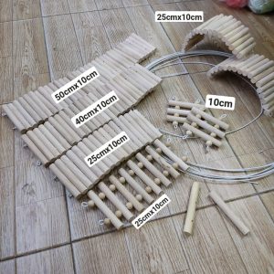 Thang gỗ uốn 10x25cm, 40cm, 50cm leo trèo cho hamster, ốc mượn hồn, hang trú ẩn hình thang
