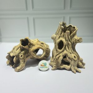 Hang trú ẩn cho ốc mượn hồn, cá  nhỏ màu xám chống thấm nước, chống lật đổ ( không kèm cây )