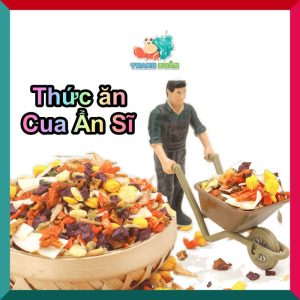 Thức ăn sấy khô gồm : cá hồi, tôm, khoai lang, cà rốt gói nhỏ 3g