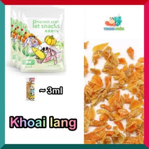 Thức ăn sấy khô gồm : cá hồi, tôm, khoai lang, cà rốt gói nhỏ 3g