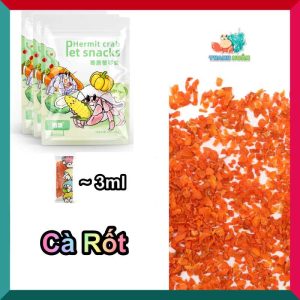Thức ăn sấy khô gồm : cá hồi, tôm, khoai lang, cà rốt gói nhỏ 3g