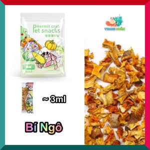 Thức ăn sấy khô gồm : cá hồi, tôm, khoai lang, cà rốt gói nhỏ 3g