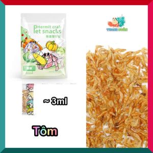 Thức ăn sấy khô gồm : cá hồi, tôm, khoai lang, cà rốt gói nhỏ 3g