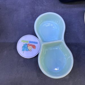 Bát 2 ngăn đựng nước màu xanh cho ốc mượn hồn hoặc thức ăn cho thú cưng khác