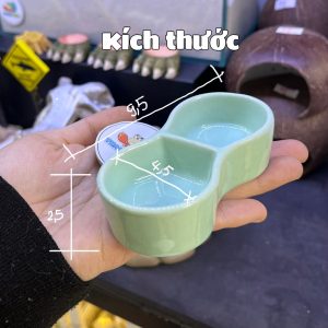 Bát 2 ngăn đựng nước màu xanh cho ốc mượn hồn hoặc thức ăn cho thú cưng khác
