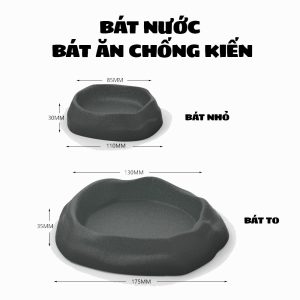 COMBO 2 Bát ăn chén nước màu xám tro có thể kết hợp 2 cái làm bát ăn chống kiến
