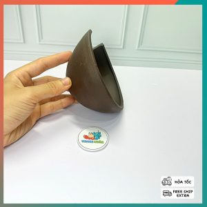 Hang gốm hình quả dừa màu nâu đường kính 12cm