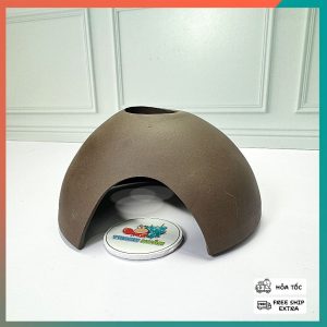 Hang gốm hình quả dừa màu nâu đường kính 12cm