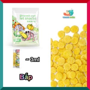 Thức ăn sấy khô gồm : cá hồi, tôm, khoai lang, cà rốt gói nhỏ 3g