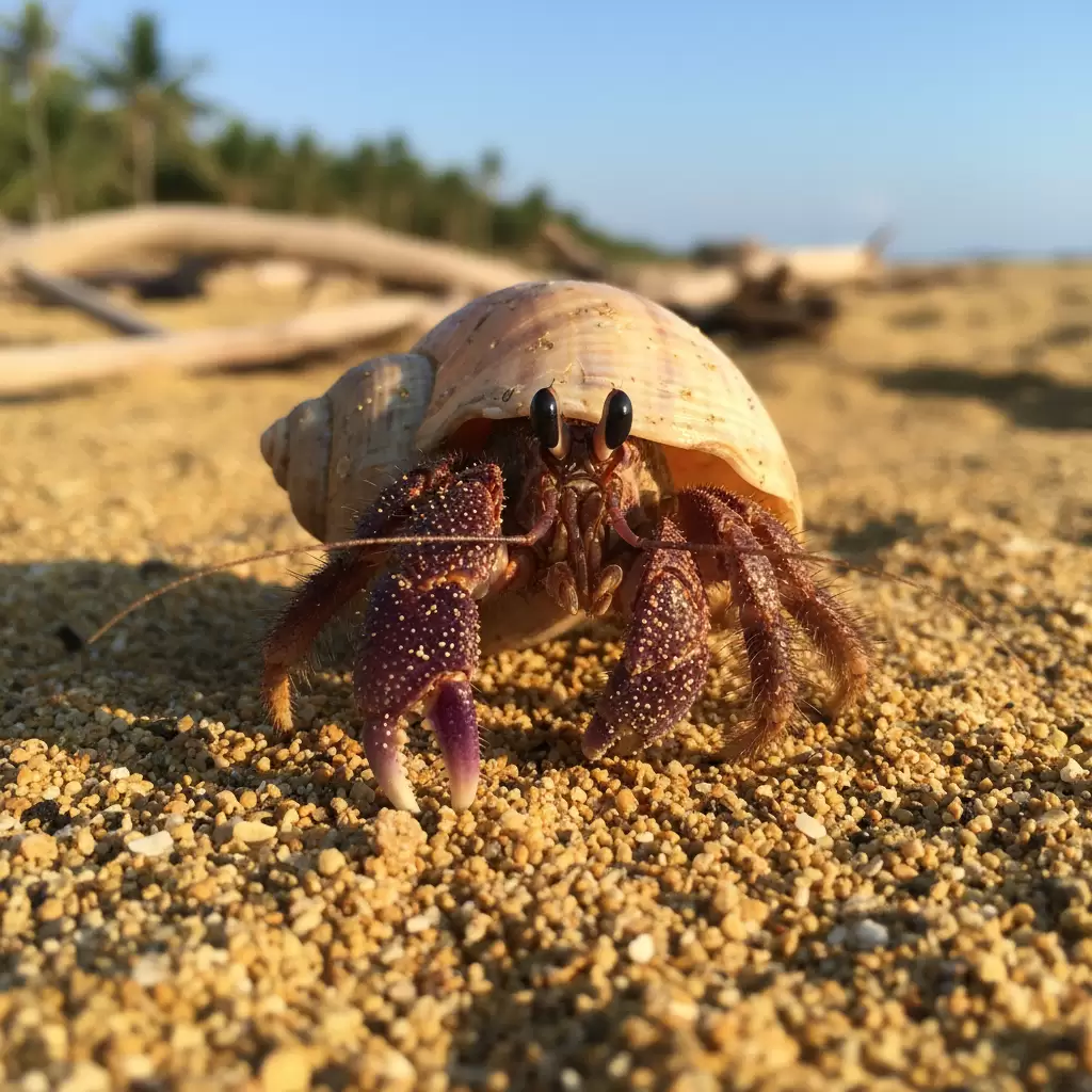 Ốc mượn hồn Brevimanus với chiếc càng tím đặc trưng và lớp vỏ cứng cáp