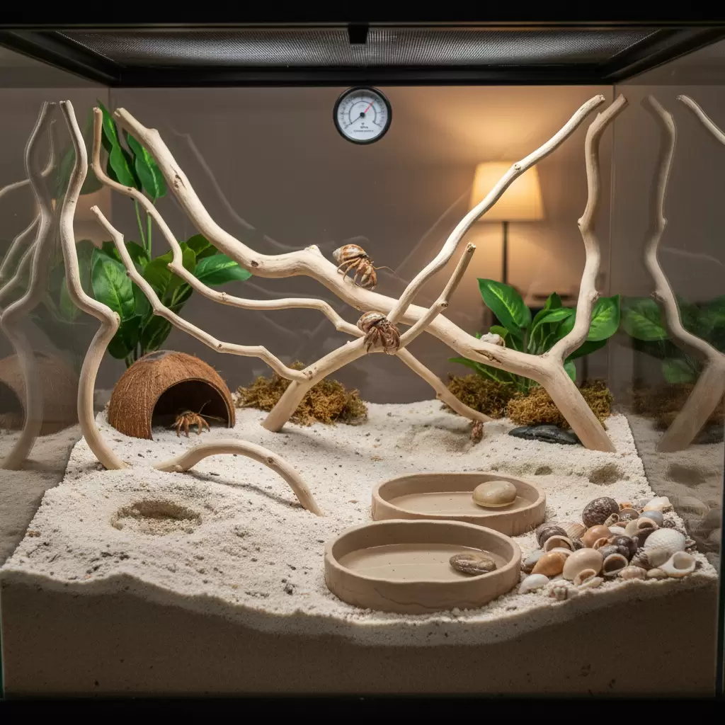 Bể nuôi cần đảm bảo độ ẩm và không gian leo trèo cho ốc Perlatus