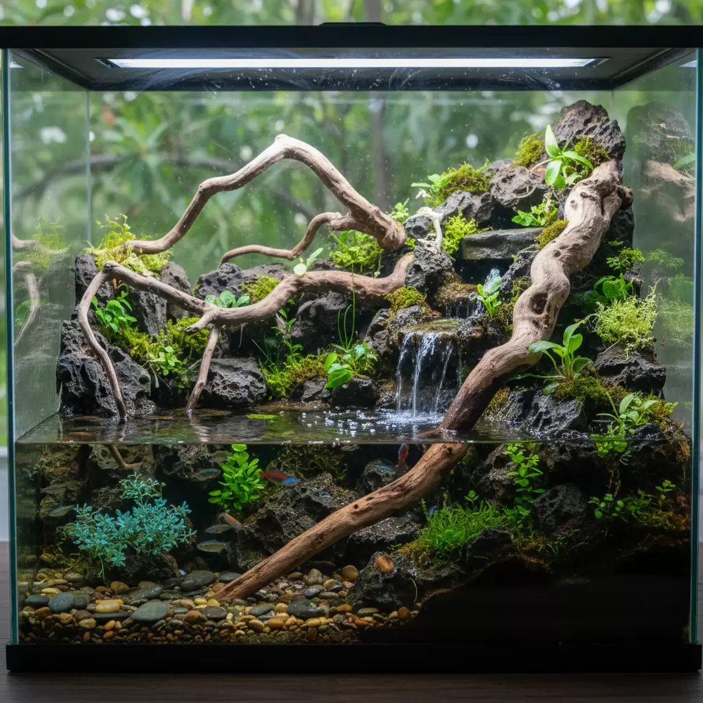 Phân chia khu vực đất và nước là bước quan trọng khi thiết lập bể bán cạn