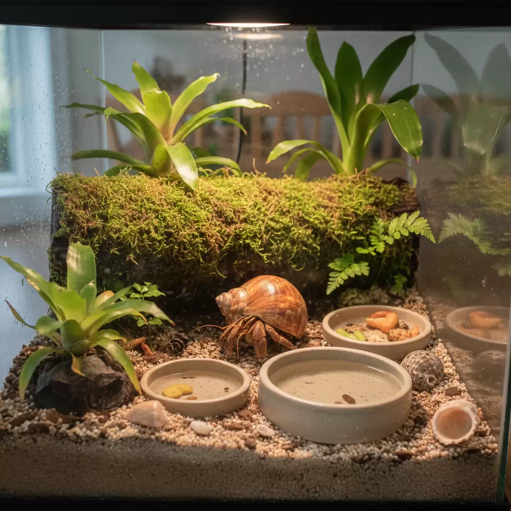 Môi trường sống tự nhiên của ốc mượn hồn cần được tái hiện trong bể nuôi