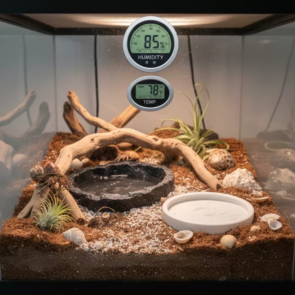 Duy trì độ ẩm và nhiệt độ ổn định là chìa khóa ngăn ngừa rụng chân ở ốc mượn hồn