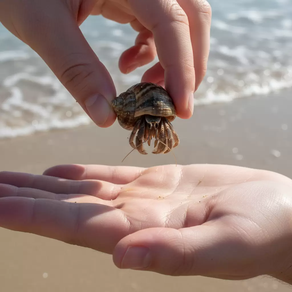 Hướng dẫn bé cách cầm ốc mượn hồn an toàn bằng phần vỏ phía sau