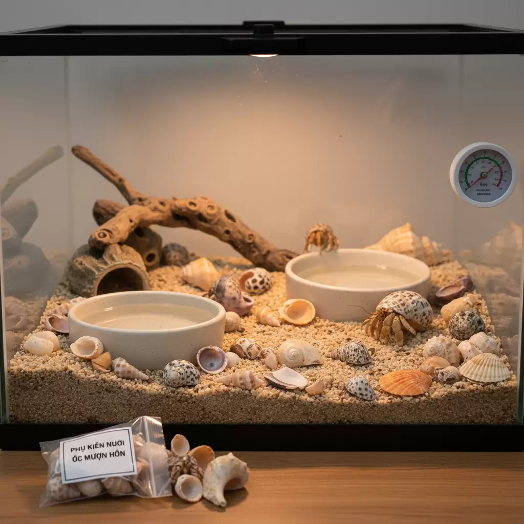 Một shop uy tín thường cung cấp đầy đủ các loại phụ kiện cần thiết cho ốc mượn hồn