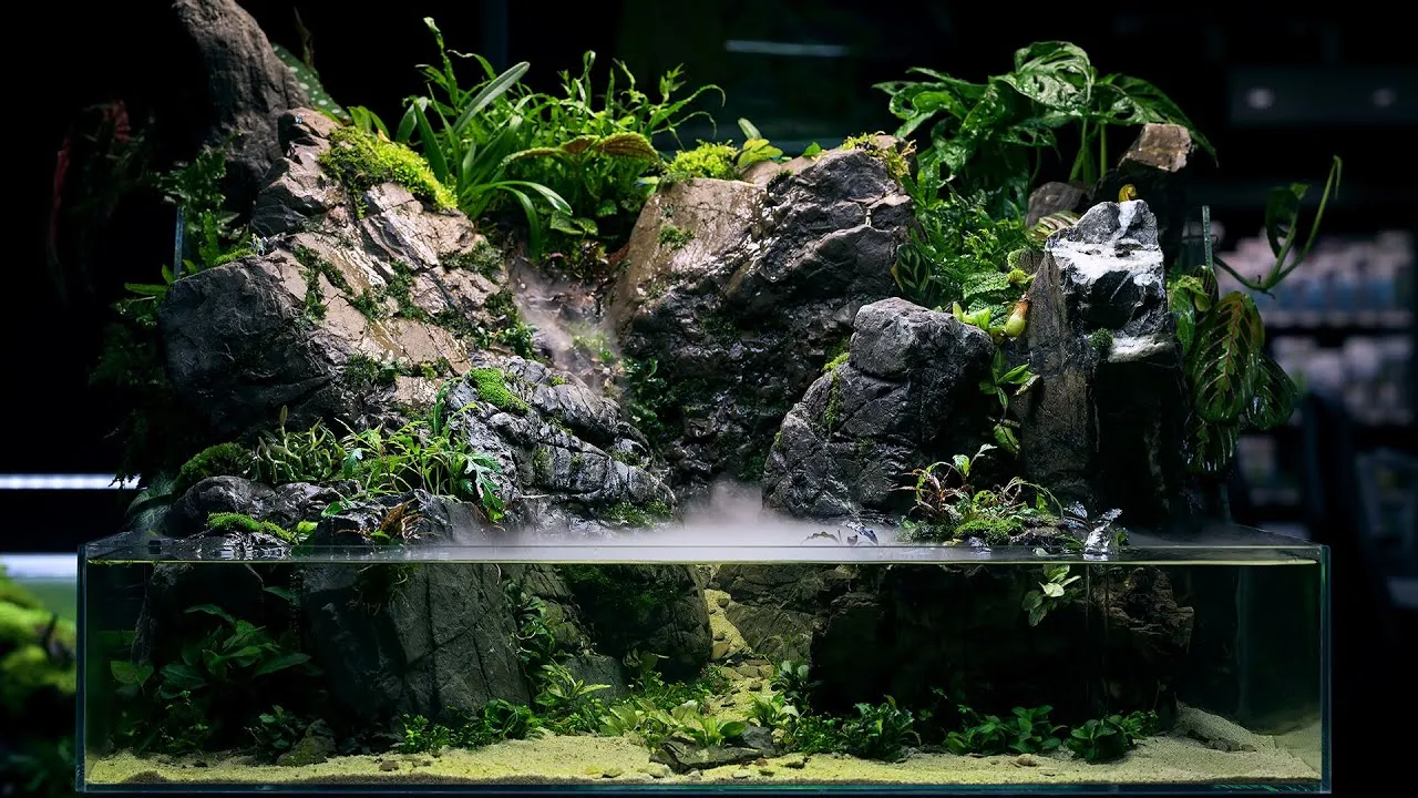Vẻ đẹp kỳ vĩ của mẫu Terrarium bán cạn kết hợp thác nước nghệ thuật