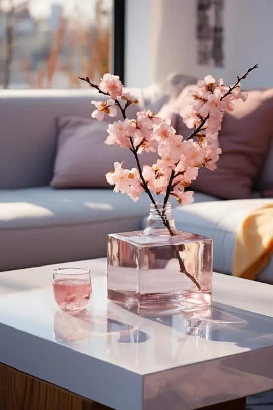 spring-coffee-table-decorations-12 Sakura Anh Đào Hồng Nhật tạo điểm nhấn sang trọng cho không gian nội thất hiện đại