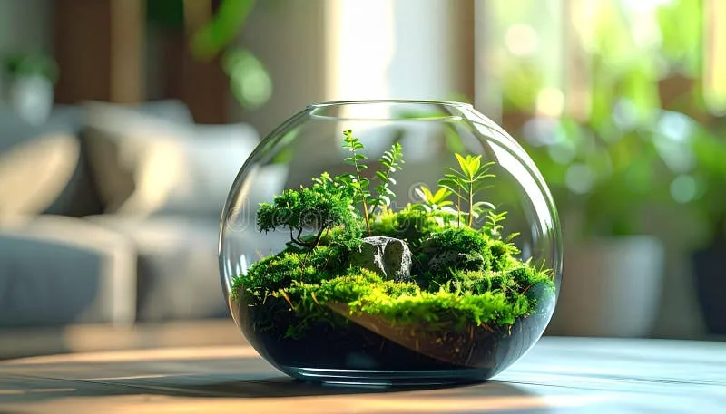 Rêu phát triển xanh tốt và mượt mà dưới cường độ ánh sáng 5W vừa phải